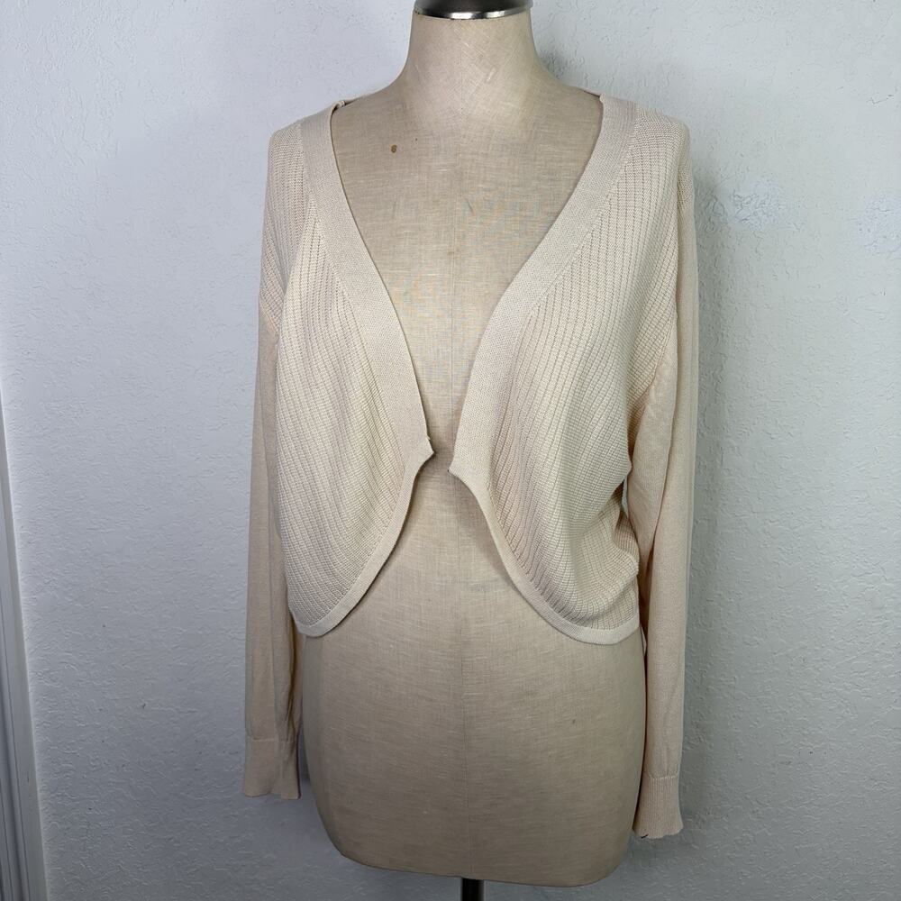 Unbranded Cream Open Front Crop Cardigan, Knitted Size S/M?? Measurements Below